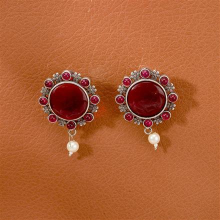 Moti Earring With Oxidised Plating