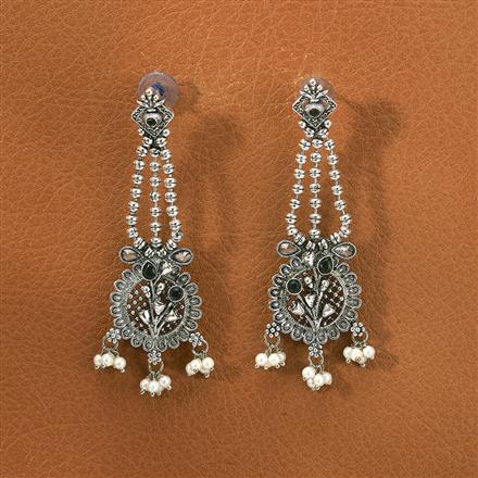 Pearl Earring With Oxidised Plating
