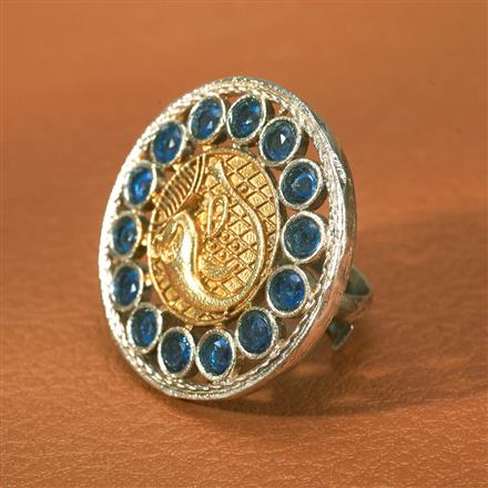 Oxidised Adjustable Ring With 2 Tone Plating