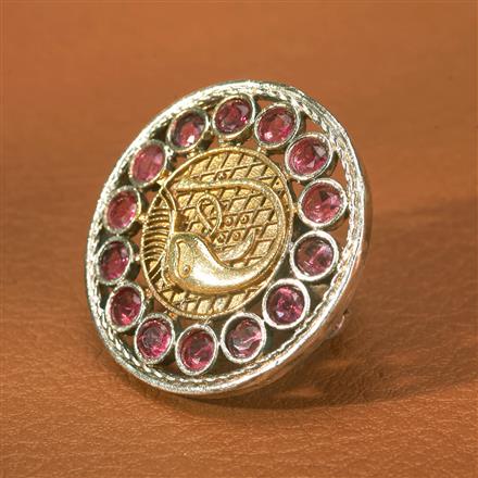 Oxidised Adjustable Ring With 2 Tone Plating