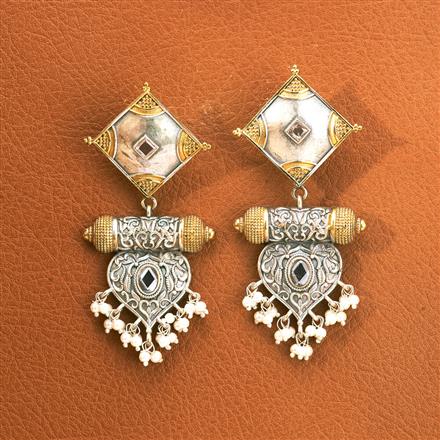 Oxidised Classic Earring With 2 Tone Plating