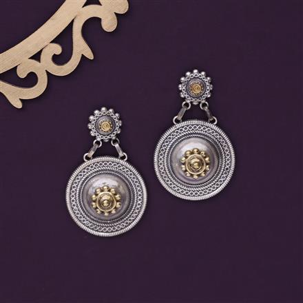 Oxidised Classic Earring With 2 Tone Plating
