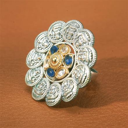 Oxidised Adjustable Ring With 2 Tone Plating