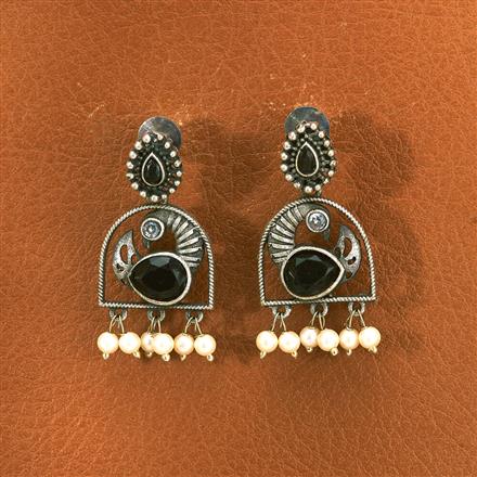Peacock Earring With Oxidised Plating