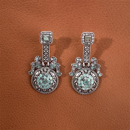 Peacock Earring With Oxidised Plating