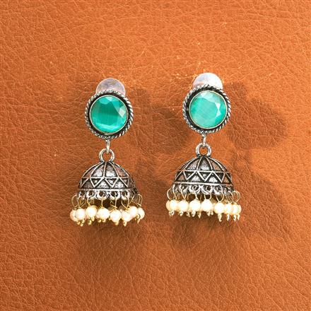 Pearl Jhumki With Oxidised Plating