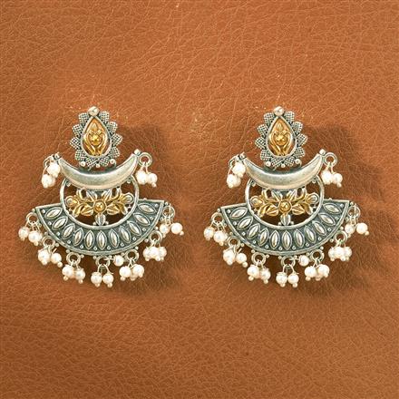 Oxidised Classic Earring With 2 Tone Plating