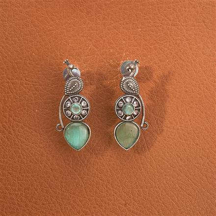 Peacock Earring With Oxidised Plating
