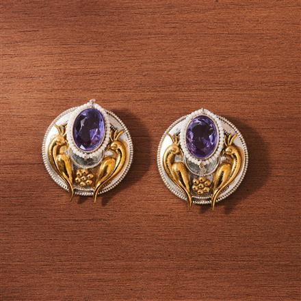 Oxidised Peacock Earring With 2 Tone Plating