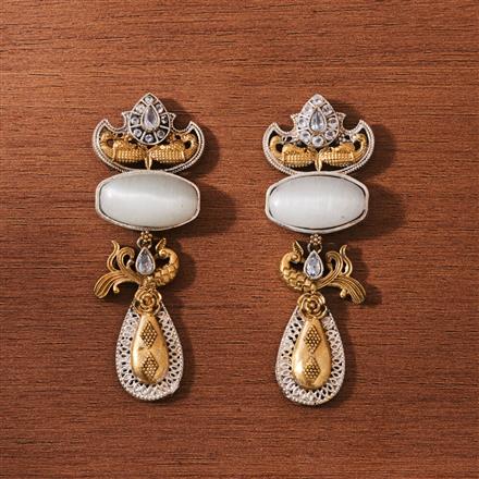 Oxidised Peacock Earring With 2 Tone Plating