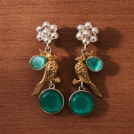 Oxidised Peacock Earring With 2 Tone Plating