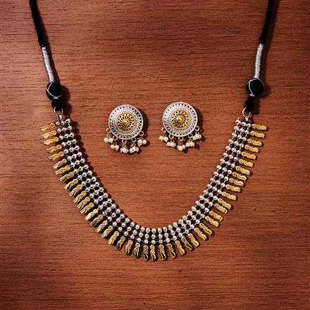 Oxidised Delicate Necklace With 2 Tone Plating