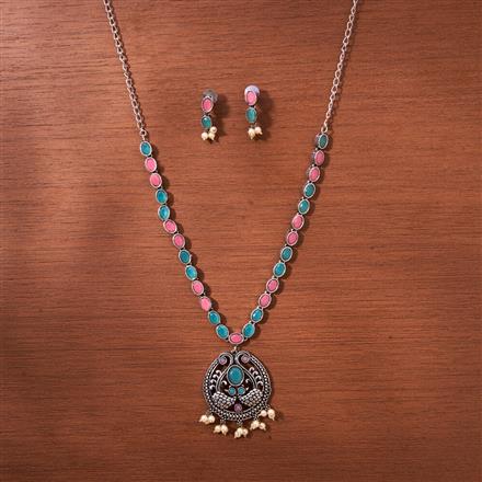 Peacock Necklace With Oxidised Plating