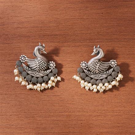 Peacock Earring With Oxidised Plating