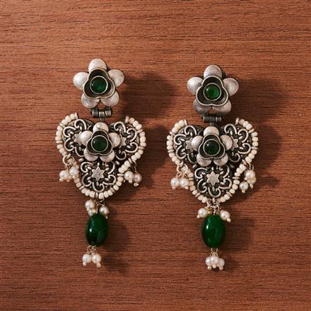 Beads Earring With Oxidised Plating