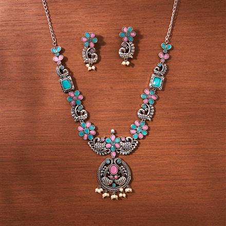 Peacock Necklace With Oxidised Plating