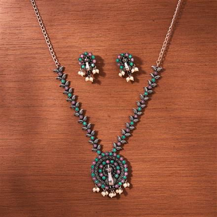 Peacock Necklace With Oxidised Plating