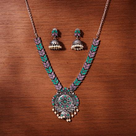 Peacock Necklace With Oxidised Plating