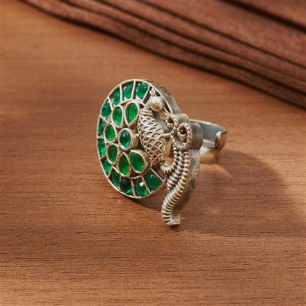 Peacock Ring With Oxidised Plating