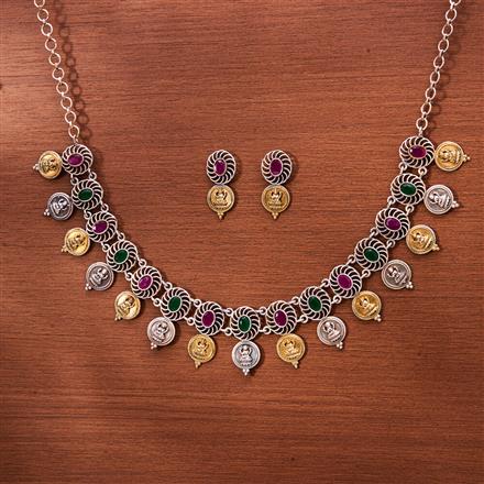 Oxidised Classic Necklace With 2 Tone Plating