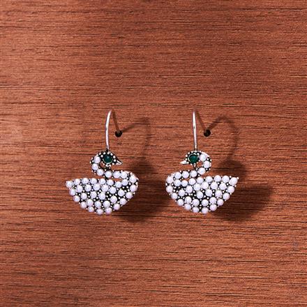 Peacock Earring With Oxidised Plating