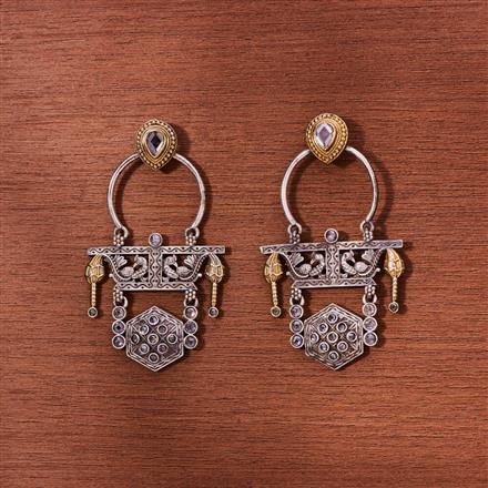 Oxidised Peacock Earring With 2 Tone Plating