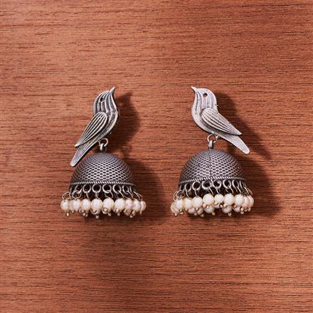 Peacock Jhumki With Oxidised Plating