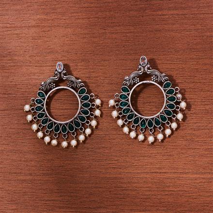Moti Earring With Oxidised Plating