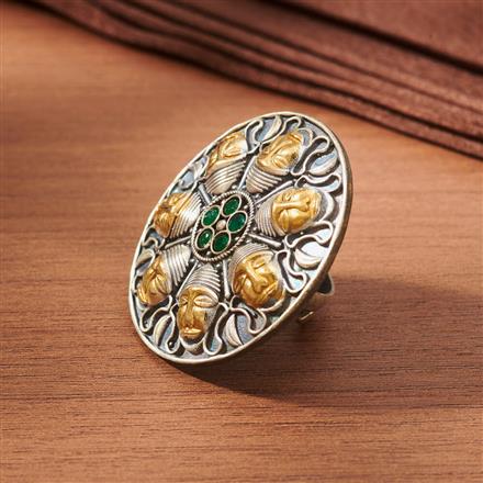 Oxidised Adjustable Ring With 2 Tone Plating