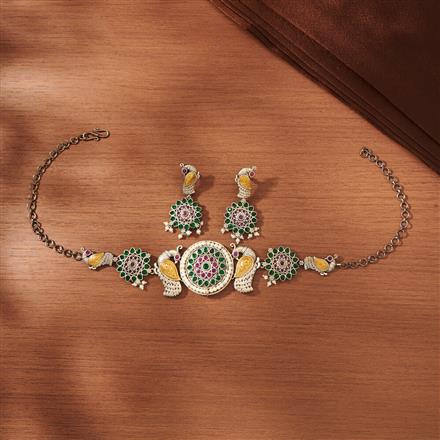 Oxidised Peacock Necklace With 2 Tone Plating