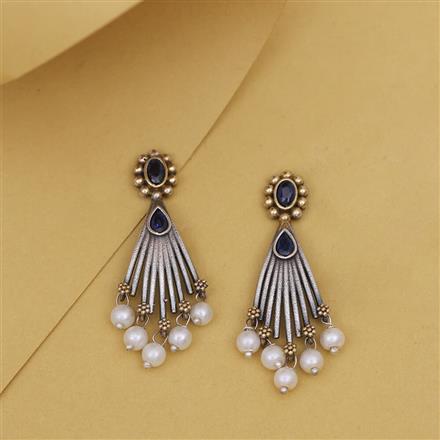 Oxidised Delicate Earring With 2 Tone Plating