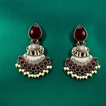 Pearl Earring With Oxidised Plating