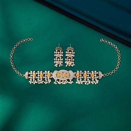 Oxidised Choker Necklace With 2 Tone Plating