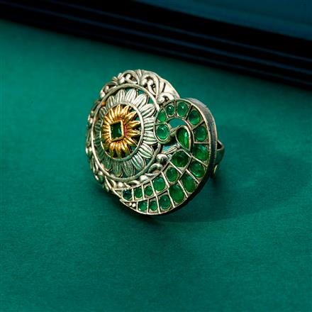Oxidised Peacock Ring With 2 Tone Plating