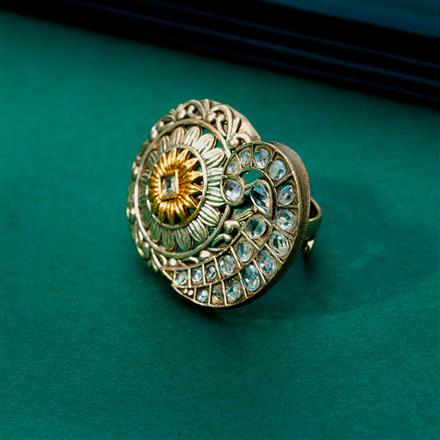 Oxidised Peacock Ring With 2 Tone Plating