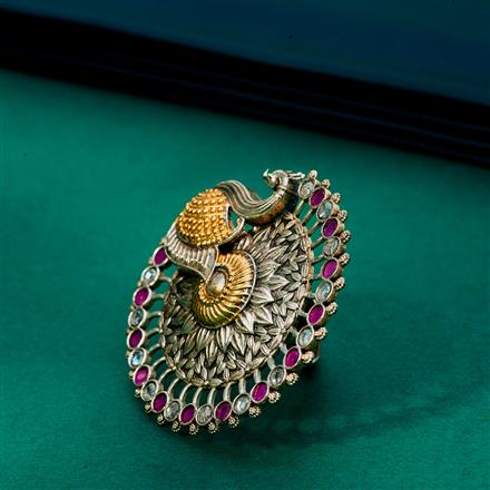 Oxidised Adjustable Ring With 2 Tone Plating