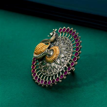 Oxidised Adjustable Ring With 2 Tone Plating