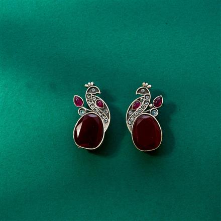 Peacock Earring With Oxidised Plating