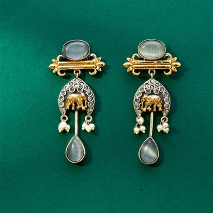 Oxidised Delicate Earring With 2 Tone Plating
