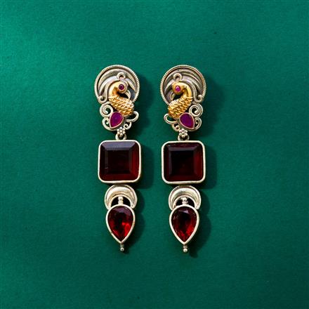 Oxidised Peacock Earring With 2 Tone Plating