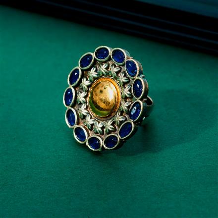 Oxidised Adjustable Ring With 2 Tone Plating