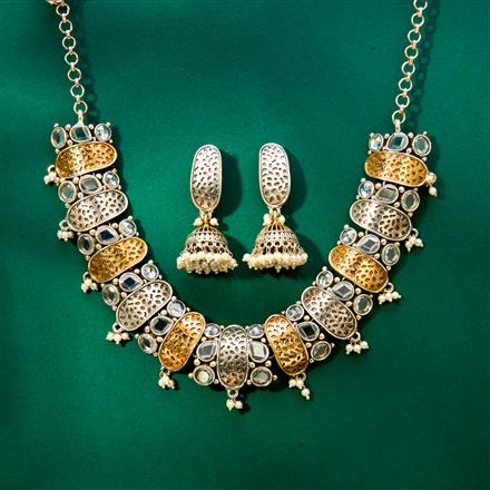 Oxidised German Silver Necklace With 2 Tone Plating
