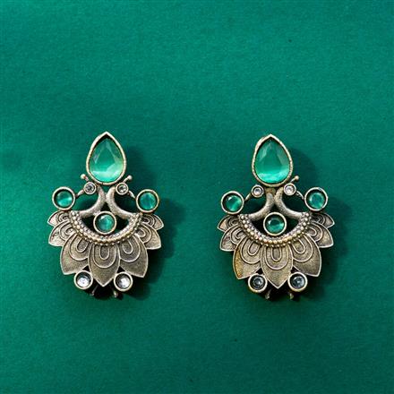 Peacock Earring With Oxidised Plating