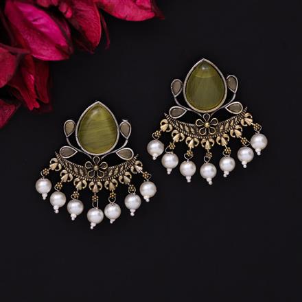 Oxidised Classic Earring With 2 Tone Plating