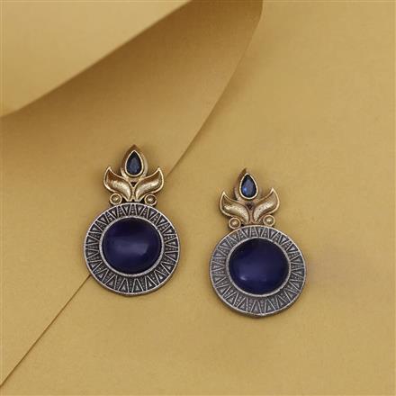 Oxidised Delicate Earring With 2 Tone Plating