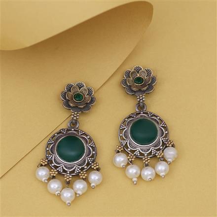 Oxidised Classic Earring With 2 Tone Plating