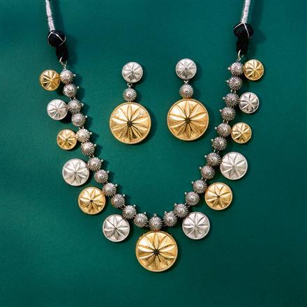 Oxidised Classic Necklace With 2 Tone Plating