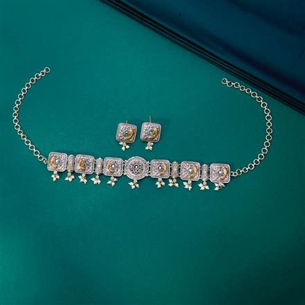 Oxidised Choker Necklace With 2 Tone Plating