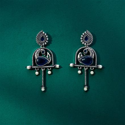Peacock Earring With Oxidised Plating