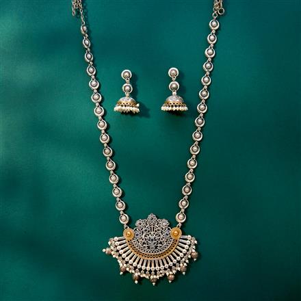 Oxidised Long Necklace With 2 Tone Plating